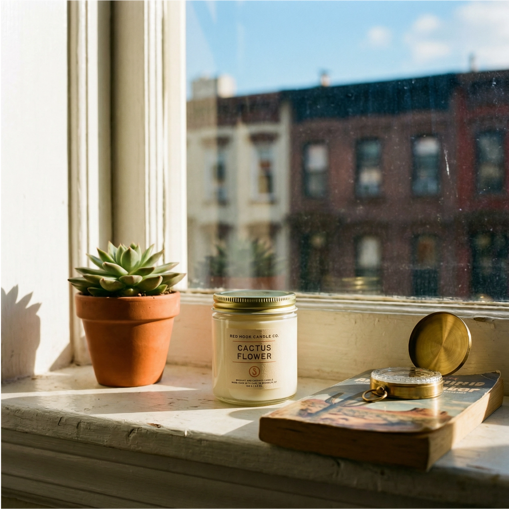 Mini Cactus Flower Candle | Sunny Aloe, Agave & Patchouli | Hand-Poured in Brooklyn